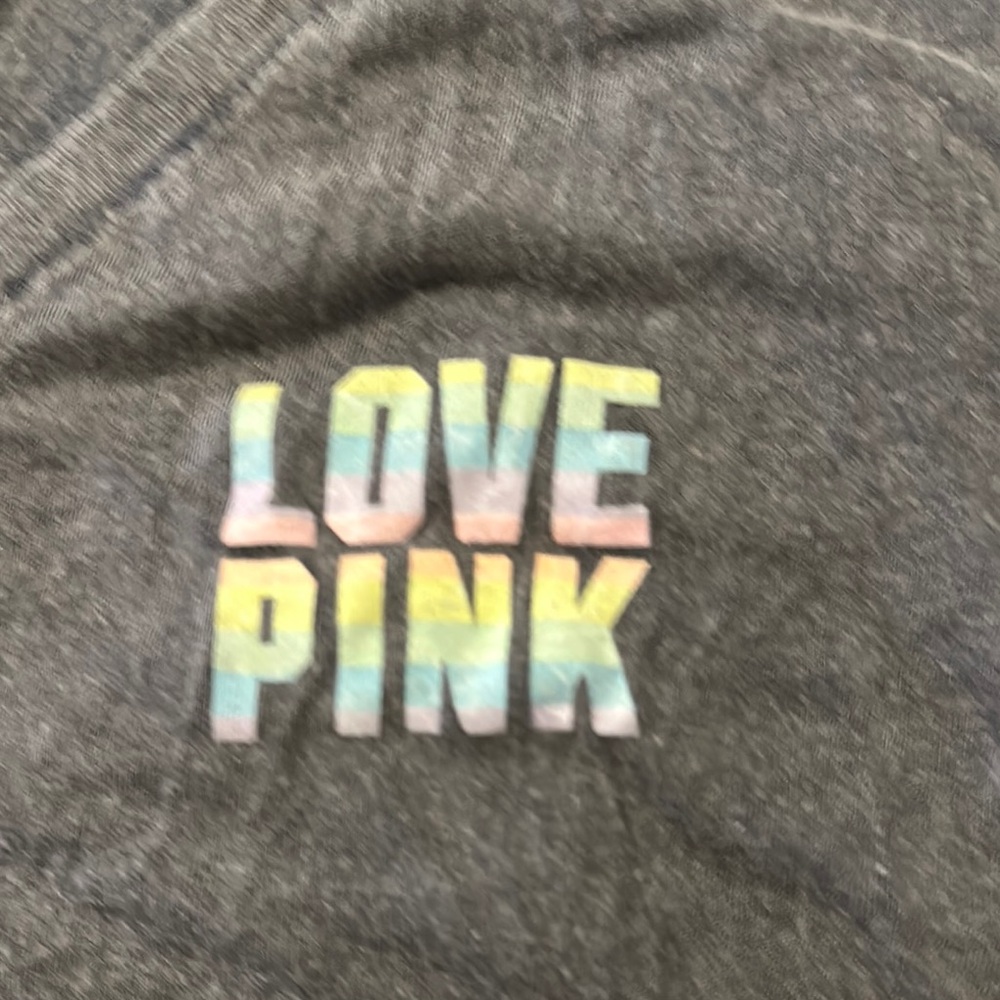 VS PINK Grey Longsleeve V-Neck Crop Top